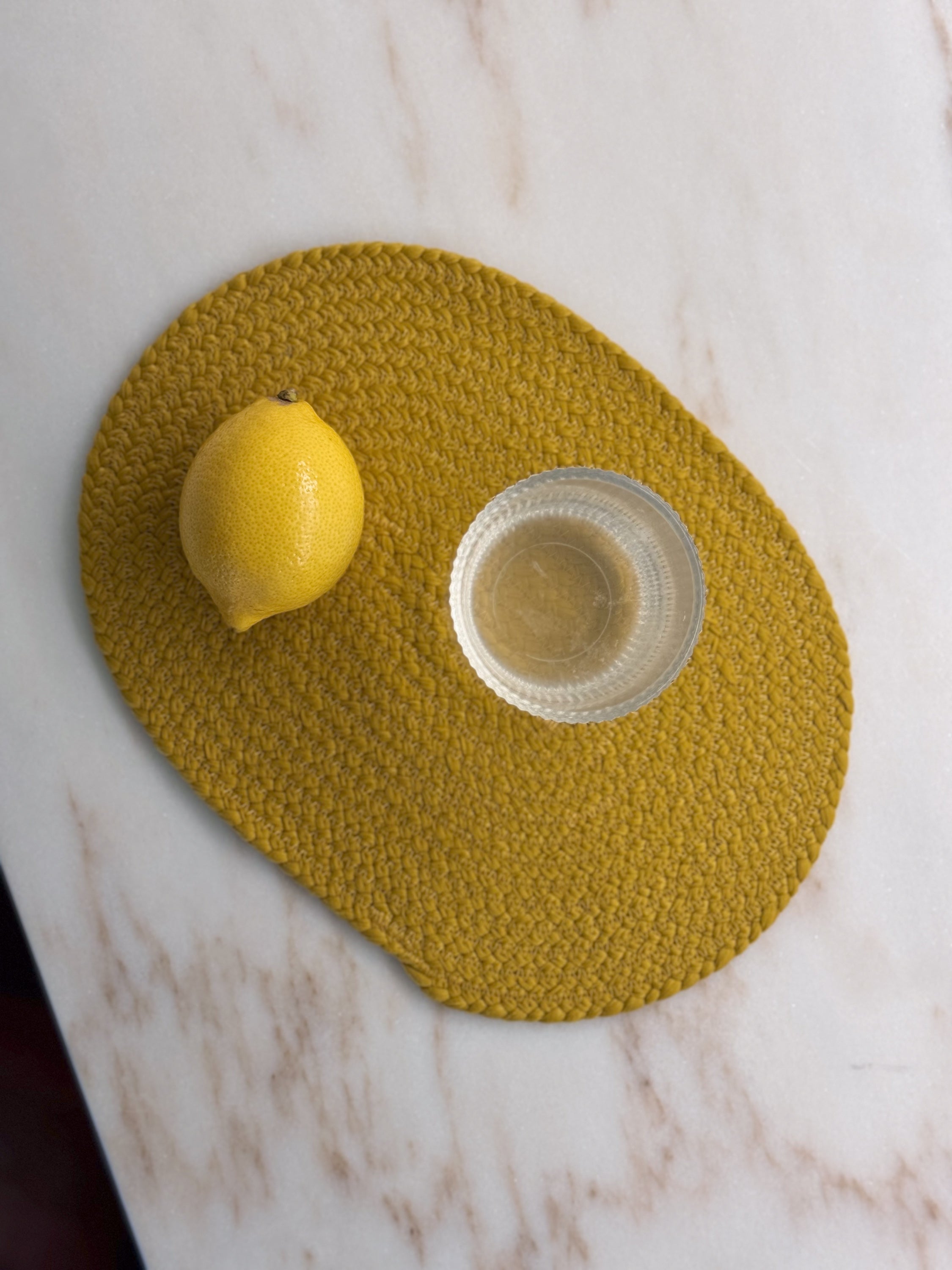 Placemat - round, braided, upcycled