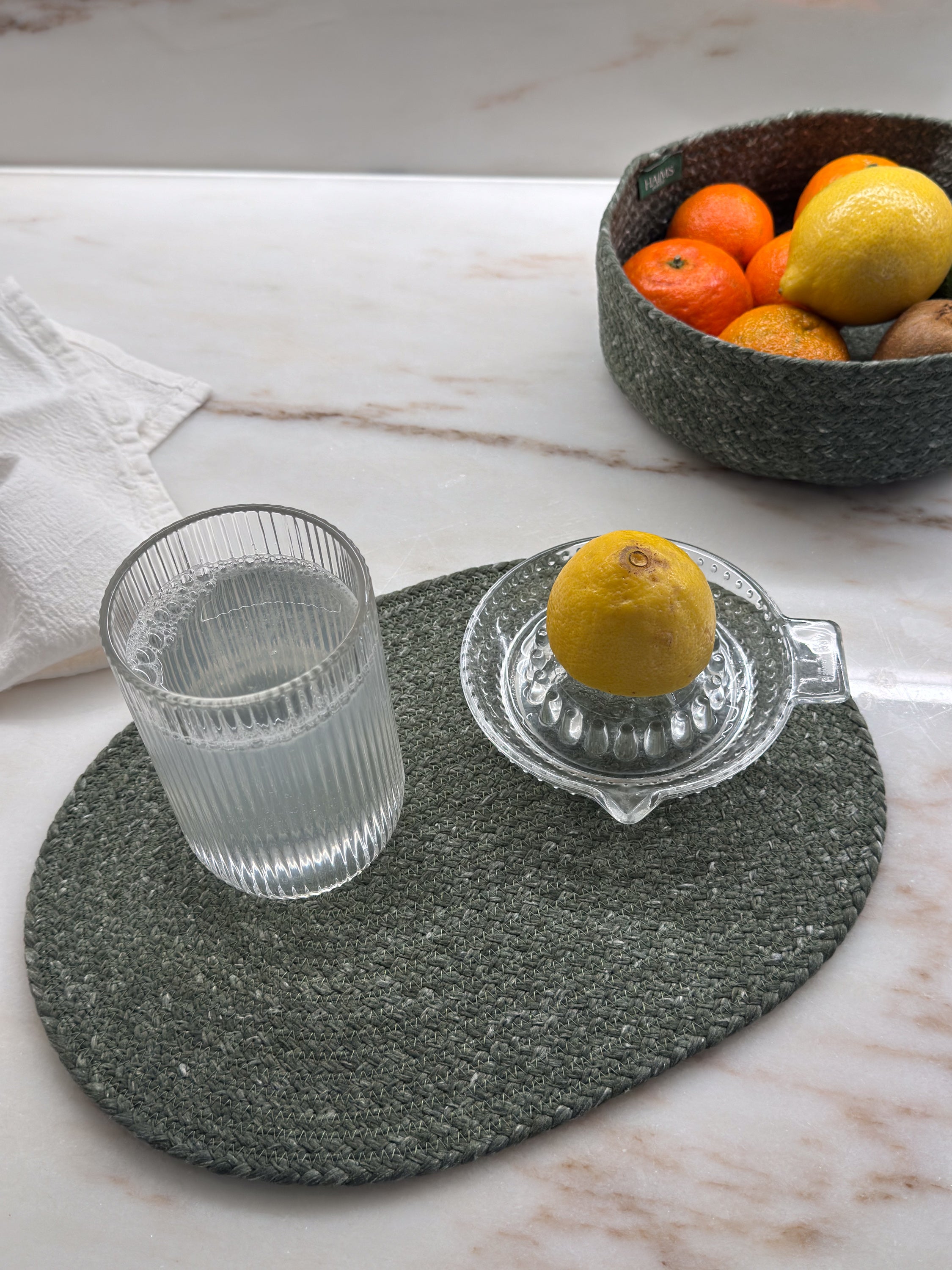 Placemat - round, braided, upcycled