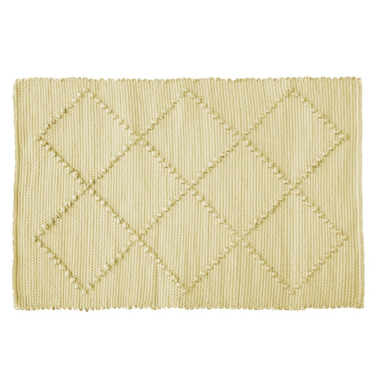 nachhaltig Handgewebter Teppich mit Rautenmuster gelb