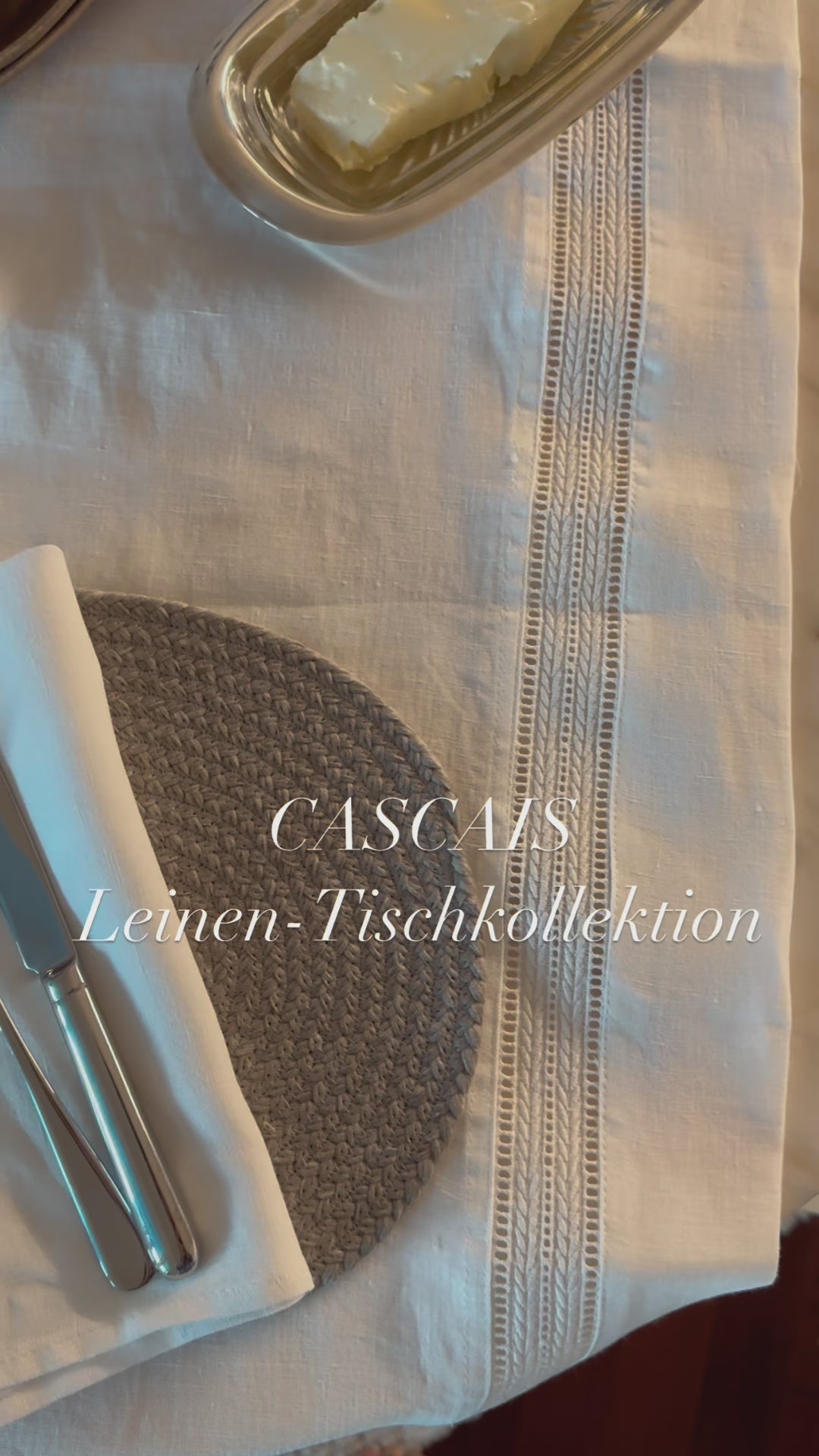 Linen tablecloth with hemstitch white