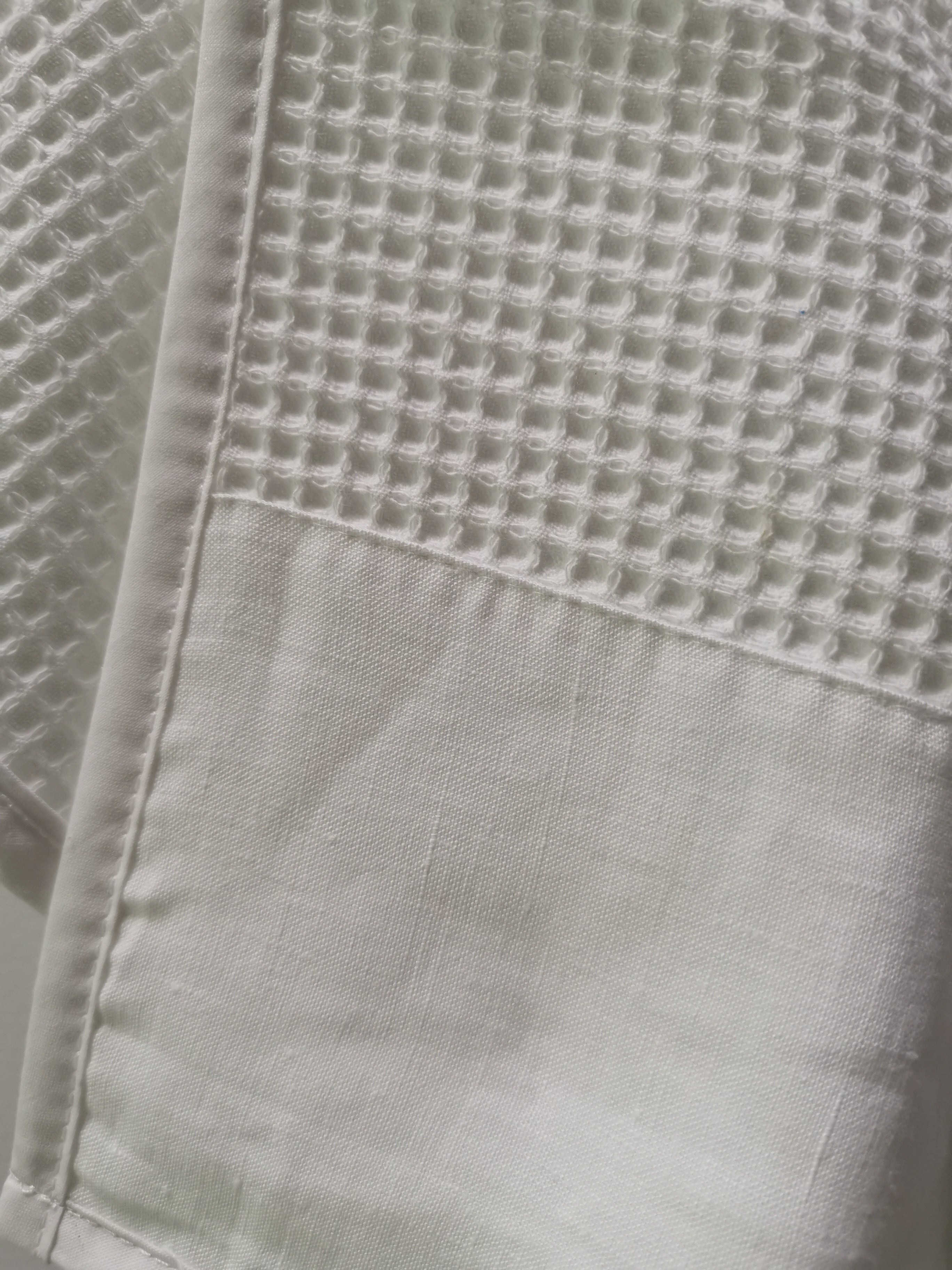 Geschirrtuch Waffelpique mit Leinenborte