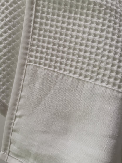 Geschirrtuch Waffelpique mit Leinenborte