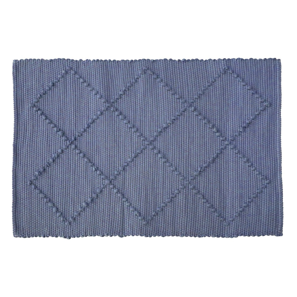 nachhaltig Handgewebter Teppich mit Rautenmuster blau