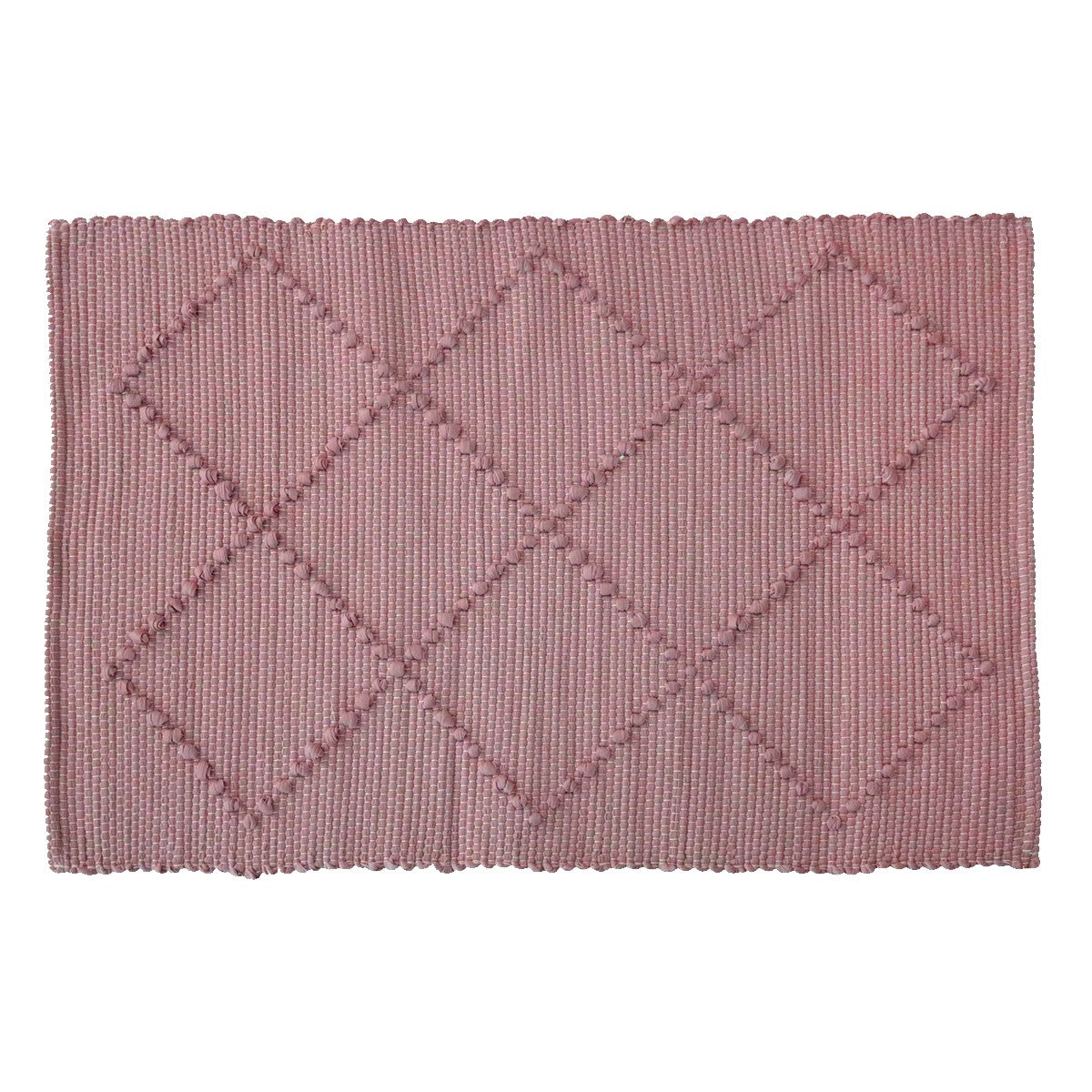 nachhaltig Handgewebter Teppich mit Rautenmuster pink