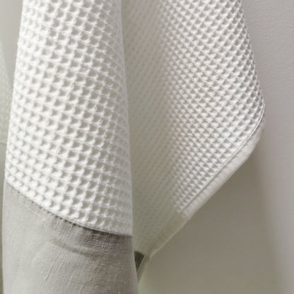 Geschirrtuch Waffelpique mit Leinenborte