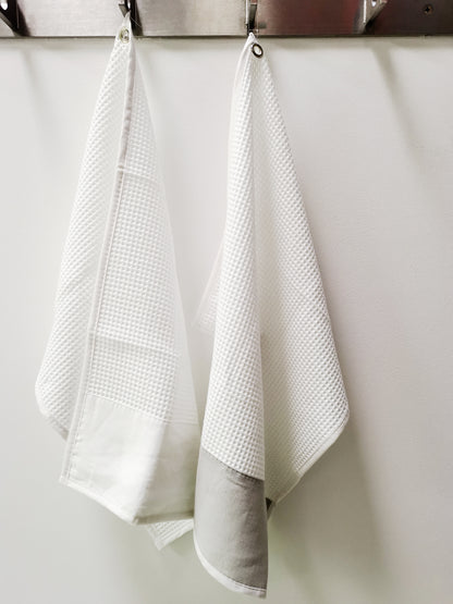 Geschirrtuch Waffelpique mit Leinenborte